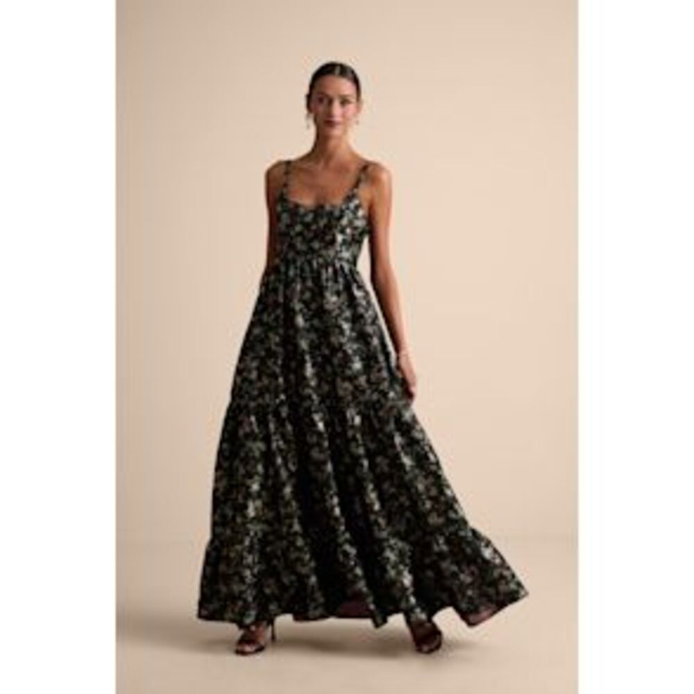 Lulu's Black Floral Maxi Dress